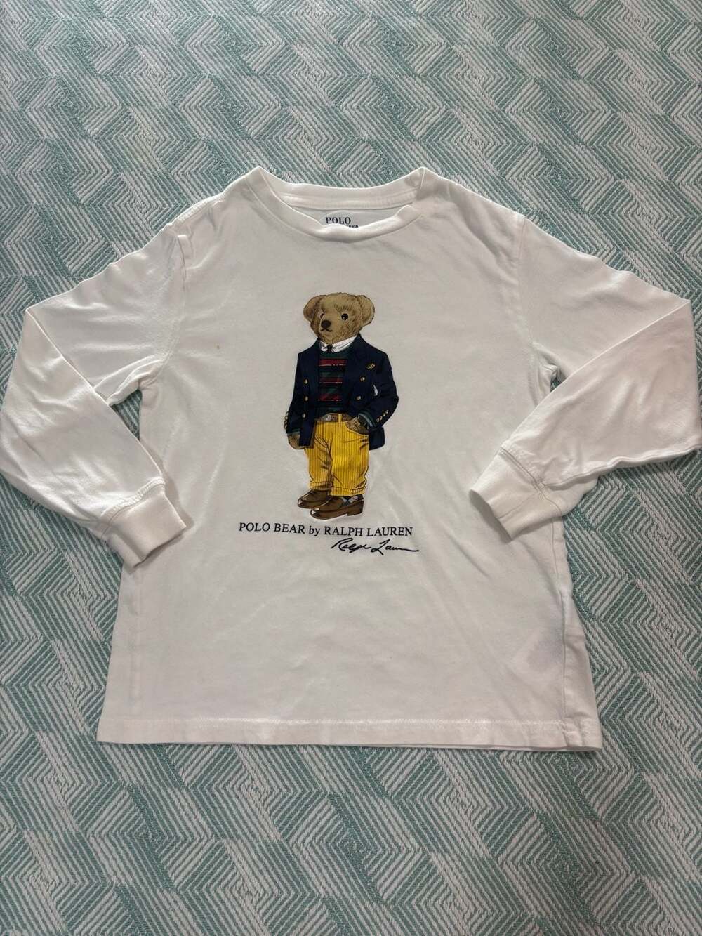 Polo Ralph Lauren Polo Bear Long Sleeve T-Shirt White Size 7